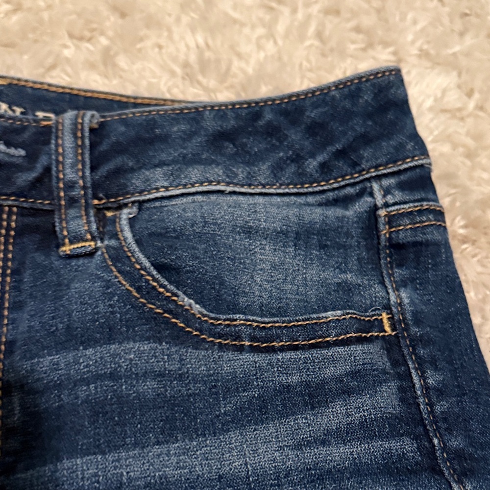 AEO Dark Blue Distressed Skinny Jeans - Picture 6 of 15